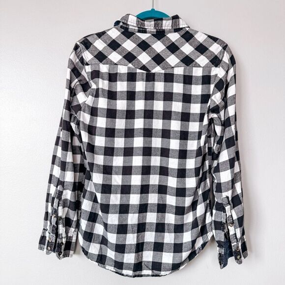 Jachs Girlfriend Grey and White Plaid Button Down Shirt Size Small - Picture 6 of 6